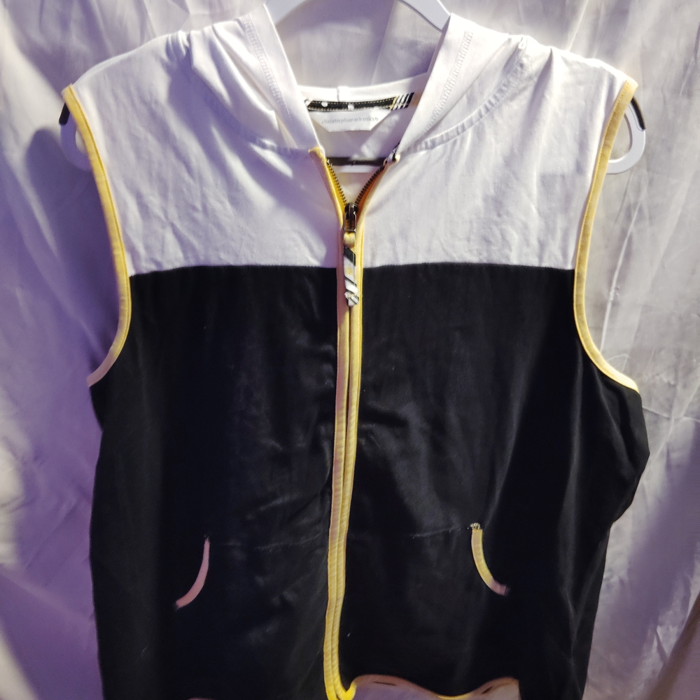 Christopher & Banks Black and White Hooded Swim Coverup